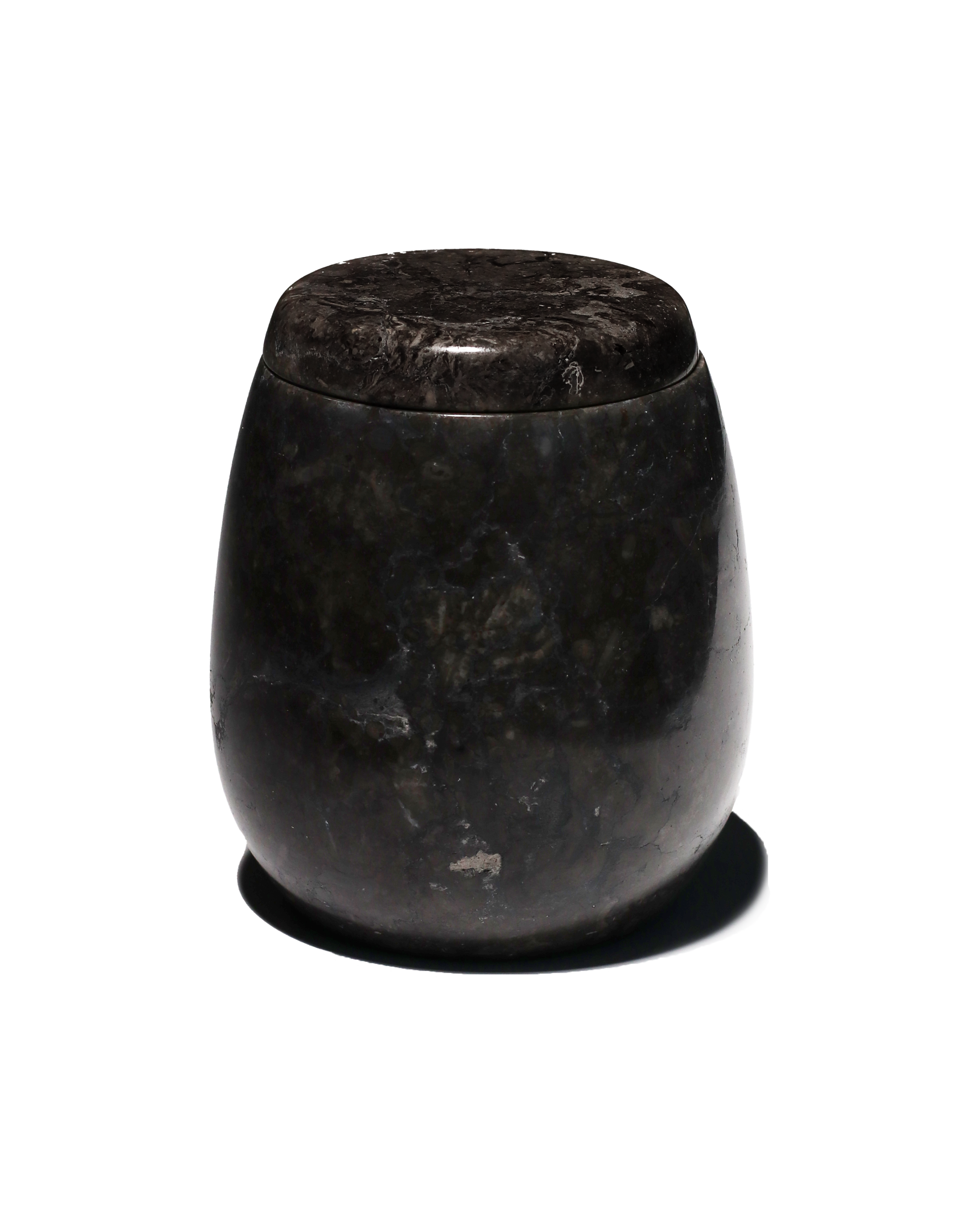 Ecru Jar - Black Marble
