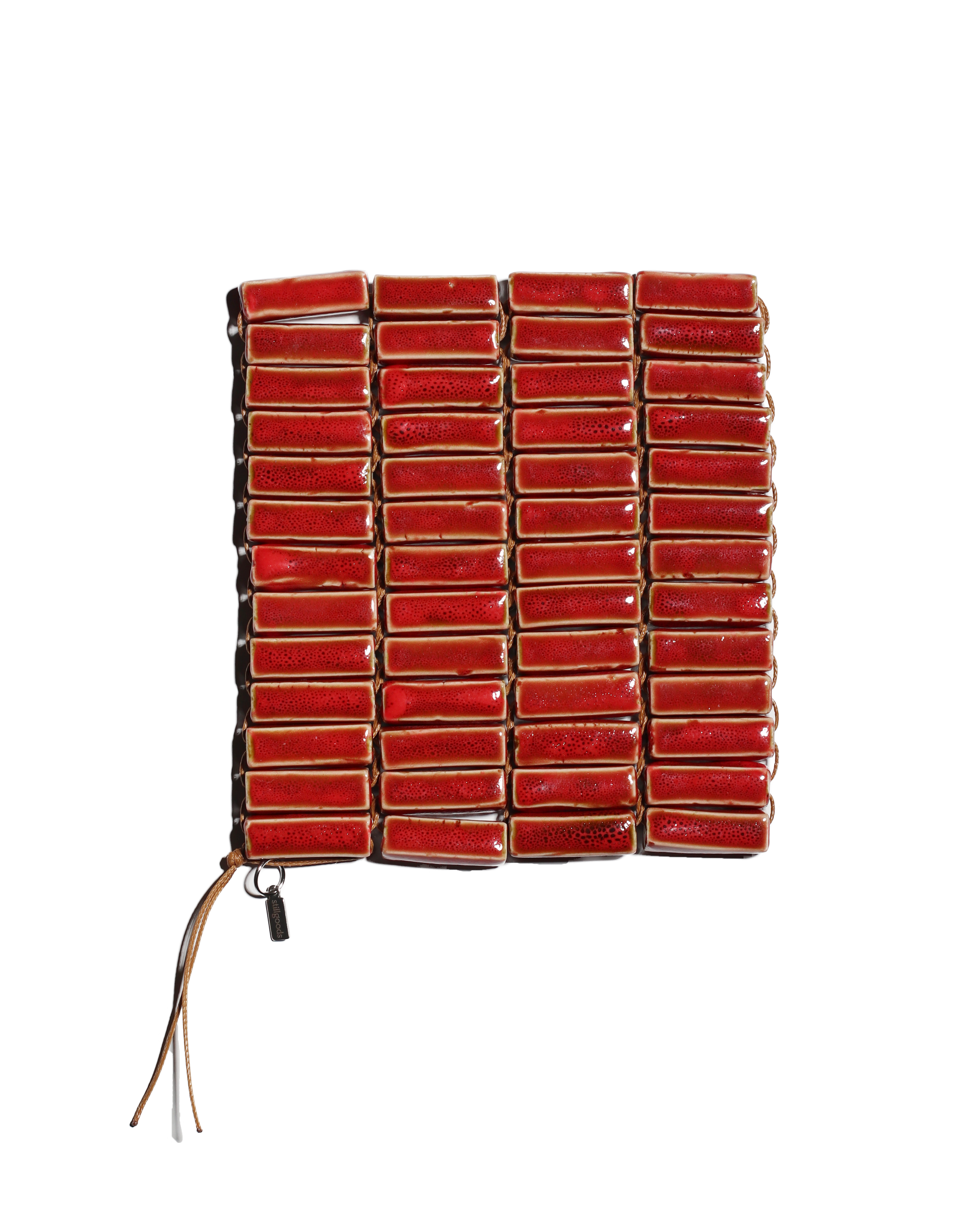 (Pre-Order) Beaded Ceramic Coaster - Chilli Red
