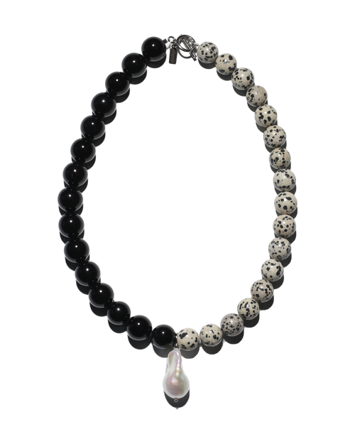 Black Agate x Dalmatian Jasper Necklace - More Options Available