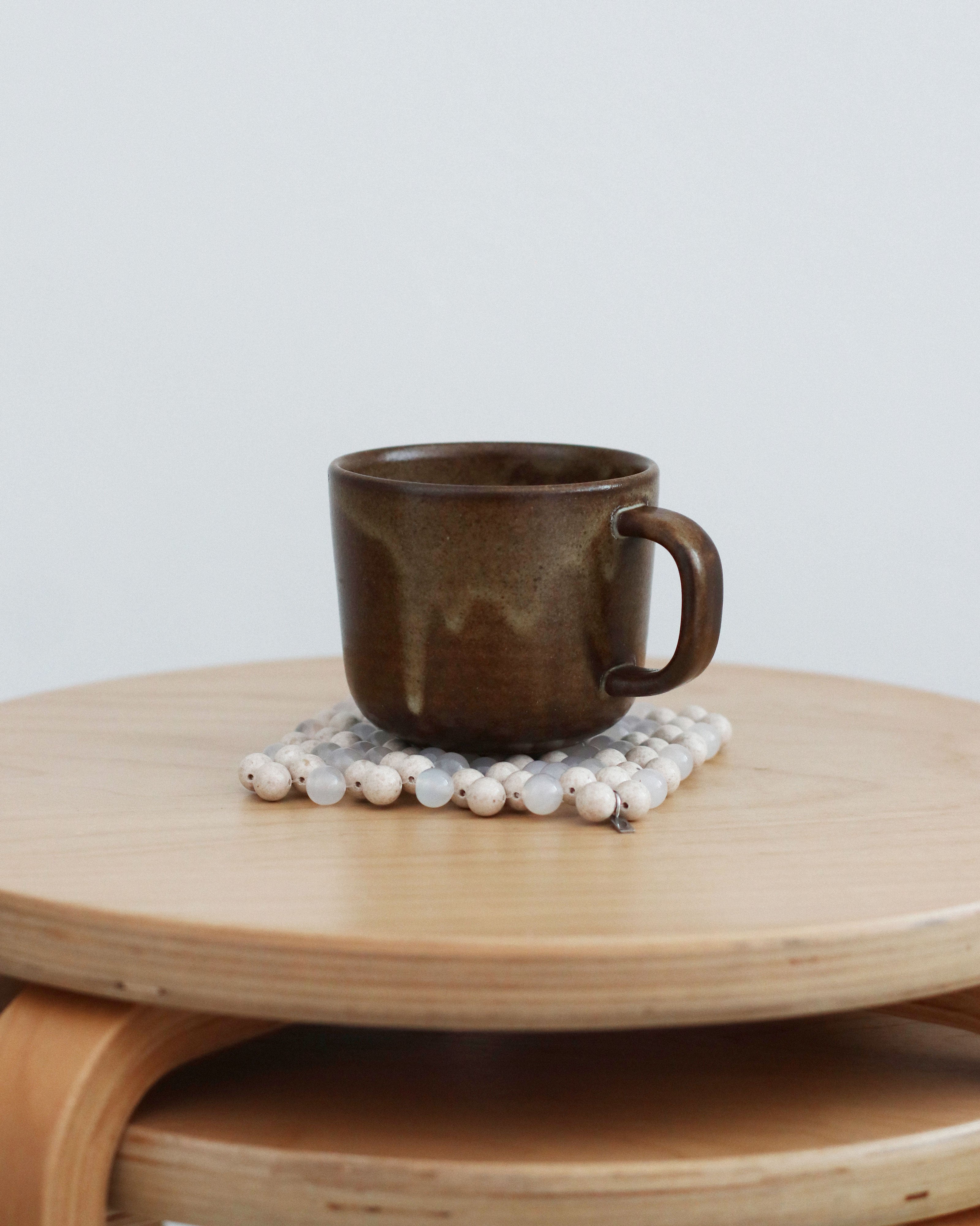 (Pre-Order) Beaded Gemstone Coaster - Riverstone + Agate (Lace)