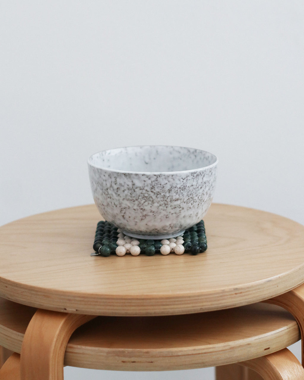 (Pre-Order) Beaded Gemstone Coaster - Riverstone + Jasper (Stripe)