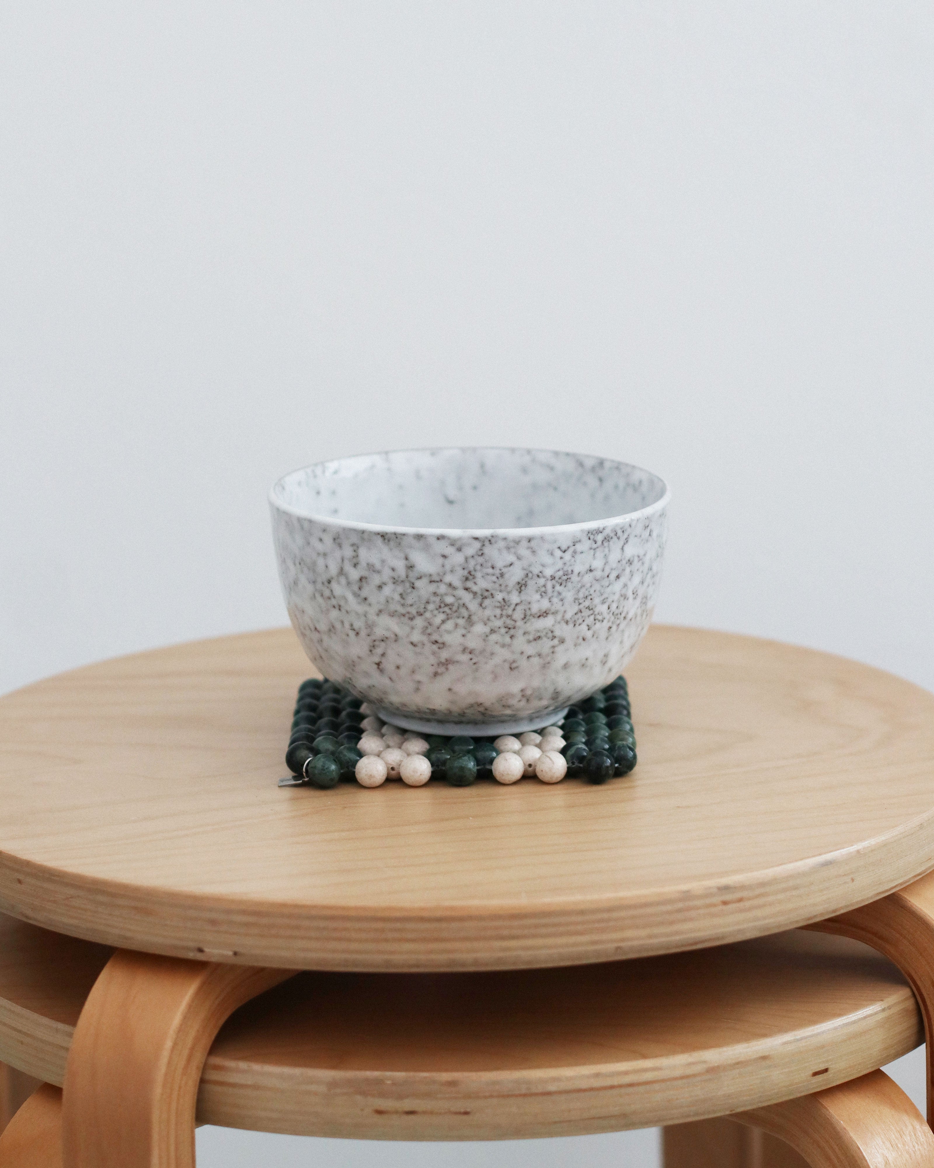 (Pre-Order) Beaded Gemstone Coaster - Riverstone + Jasper (Stripe)