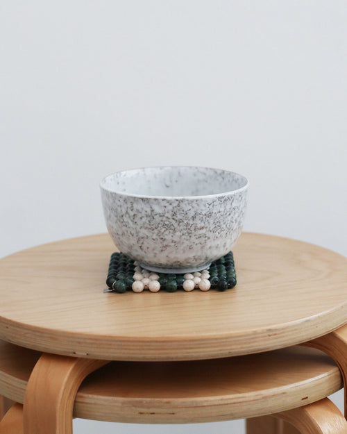 (Pre-Order) Beaded Gemstone Coaster - Riverstone + Jasper (Stripe)