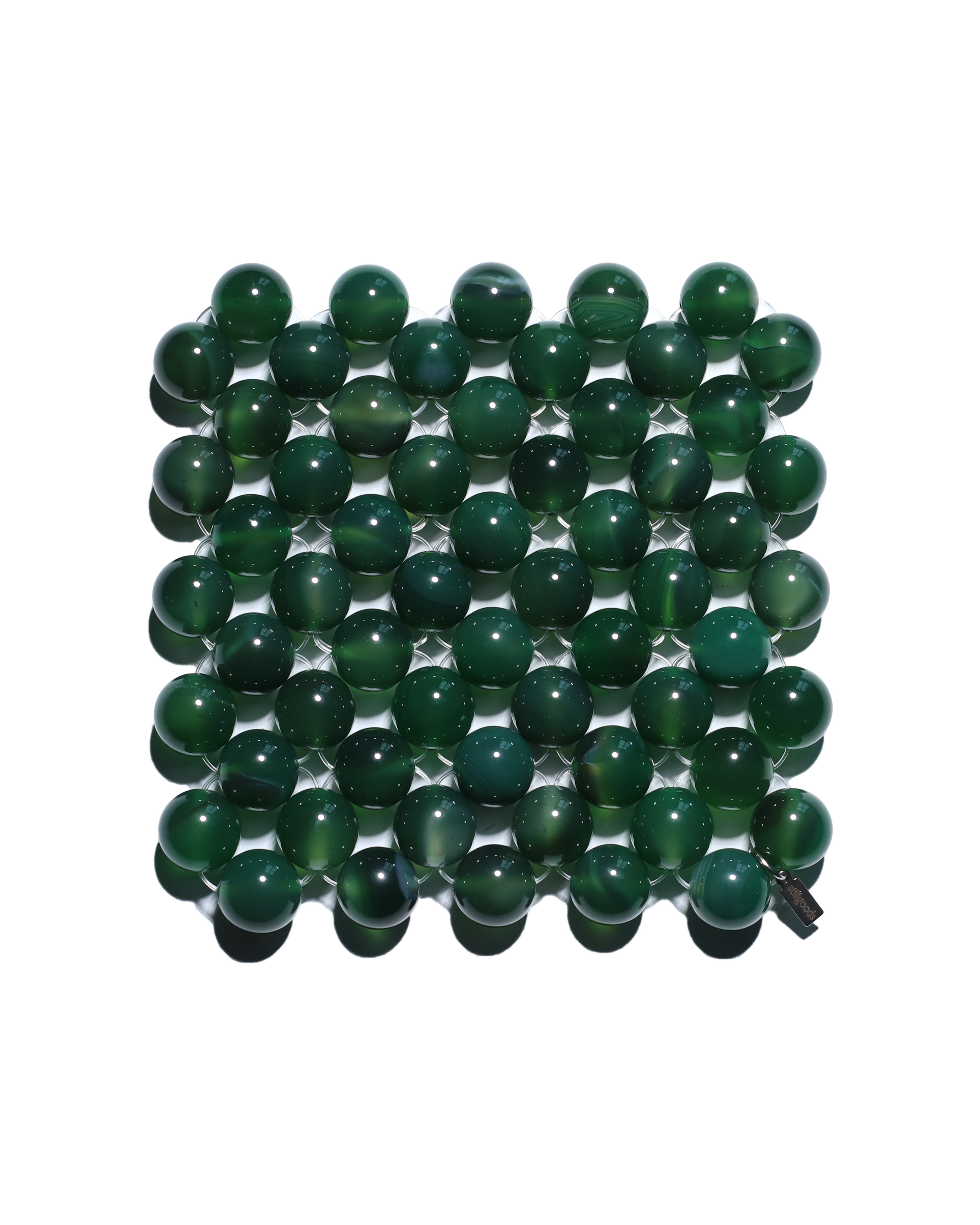Beaded Gemstone Coaster - Green Agate