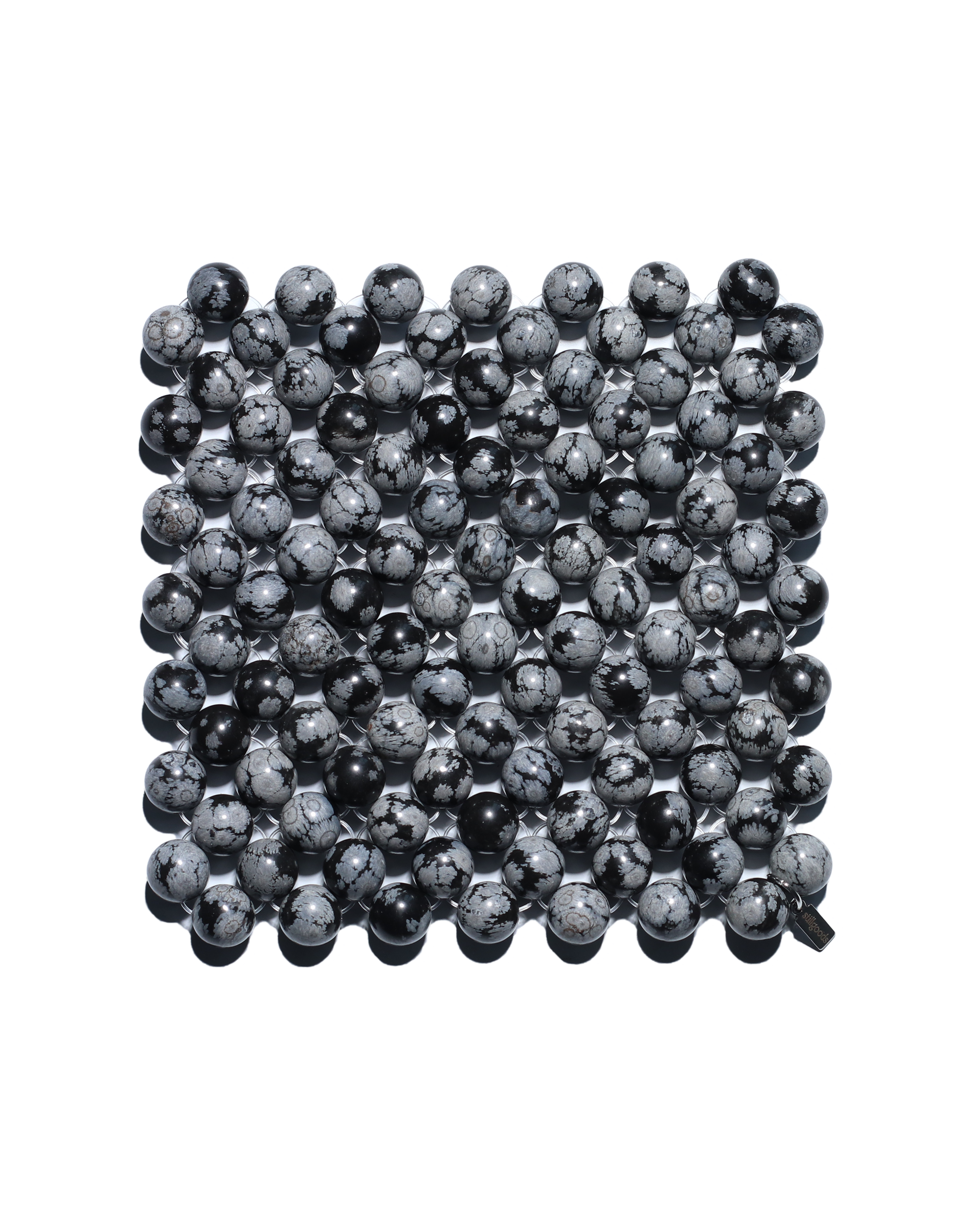 Beaded Gemstone Coaster - Snowflake Obsidian