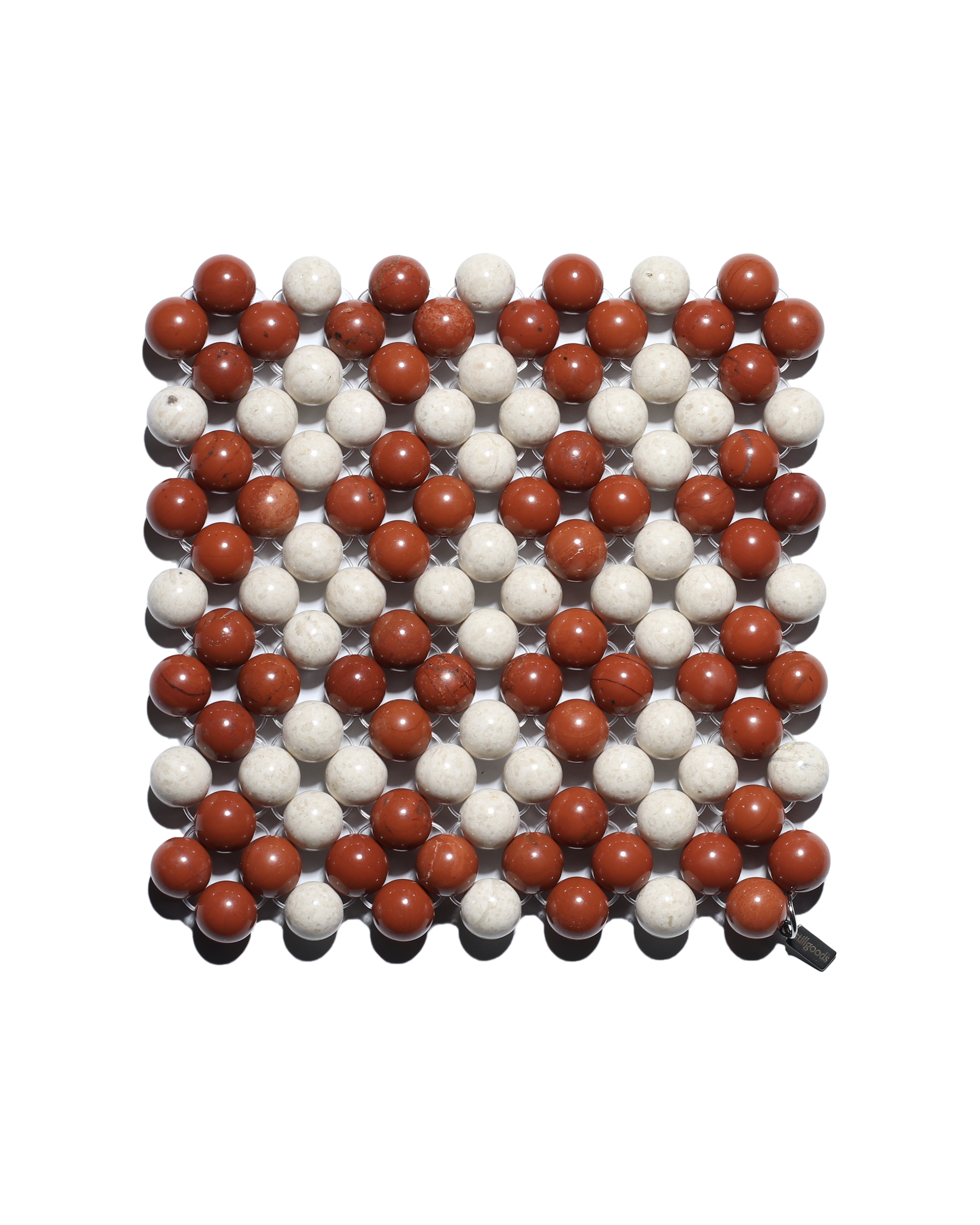 (Pre-Order) Beaded Gemstone Coaster - Riverstone + Red Jasper (Lace)