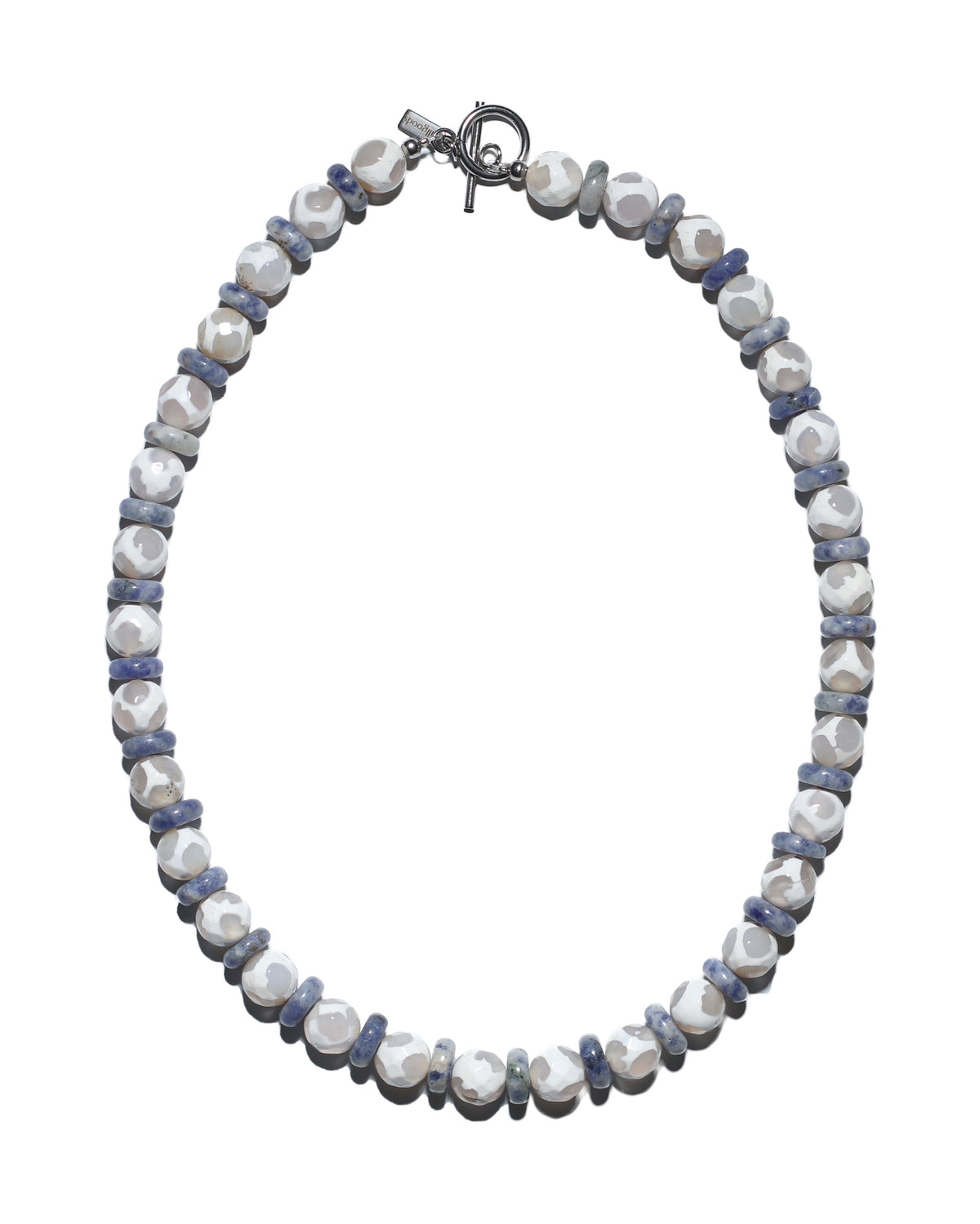 Abacus Necklace (White Agate & Blue Spot Jasper)