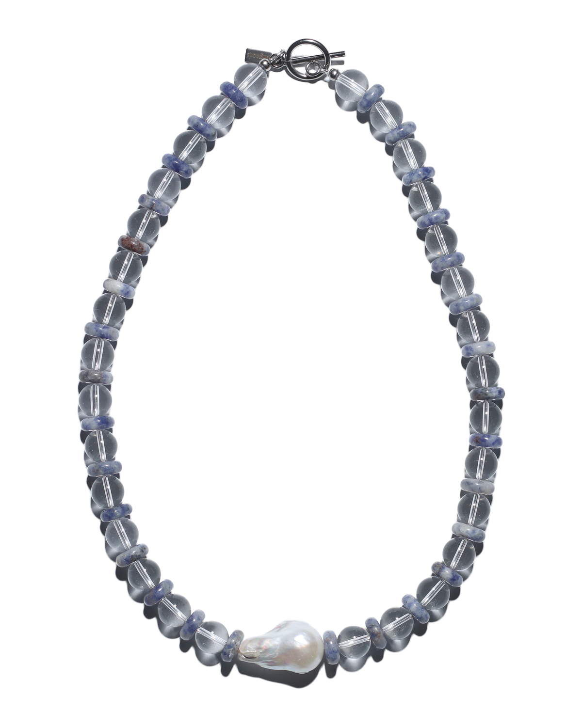 Glass/ Blue Spot Pearl Necklace