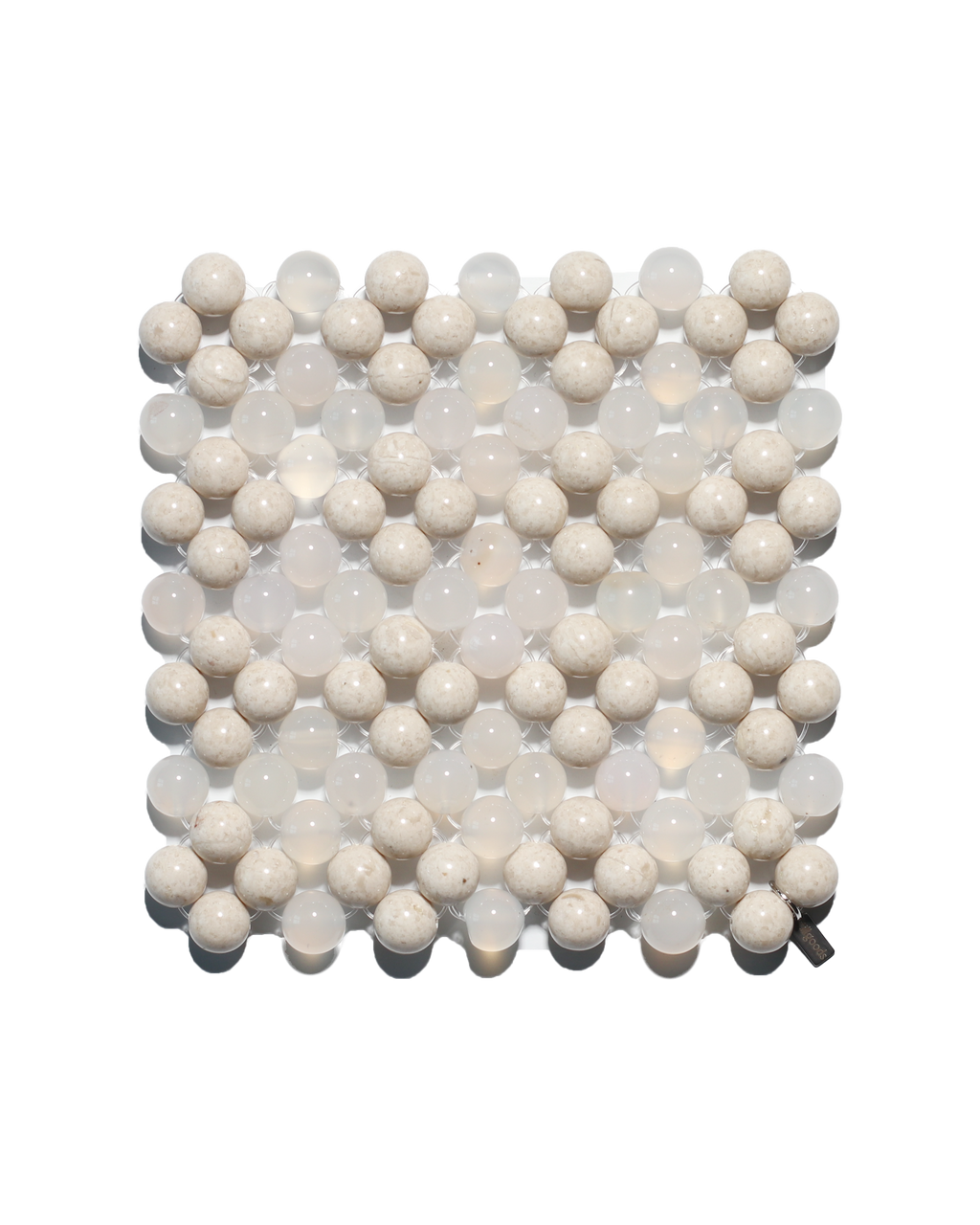 (Pre-Order) Beaded Gemstone Coaster - Riverstone + Agate (Lace)
