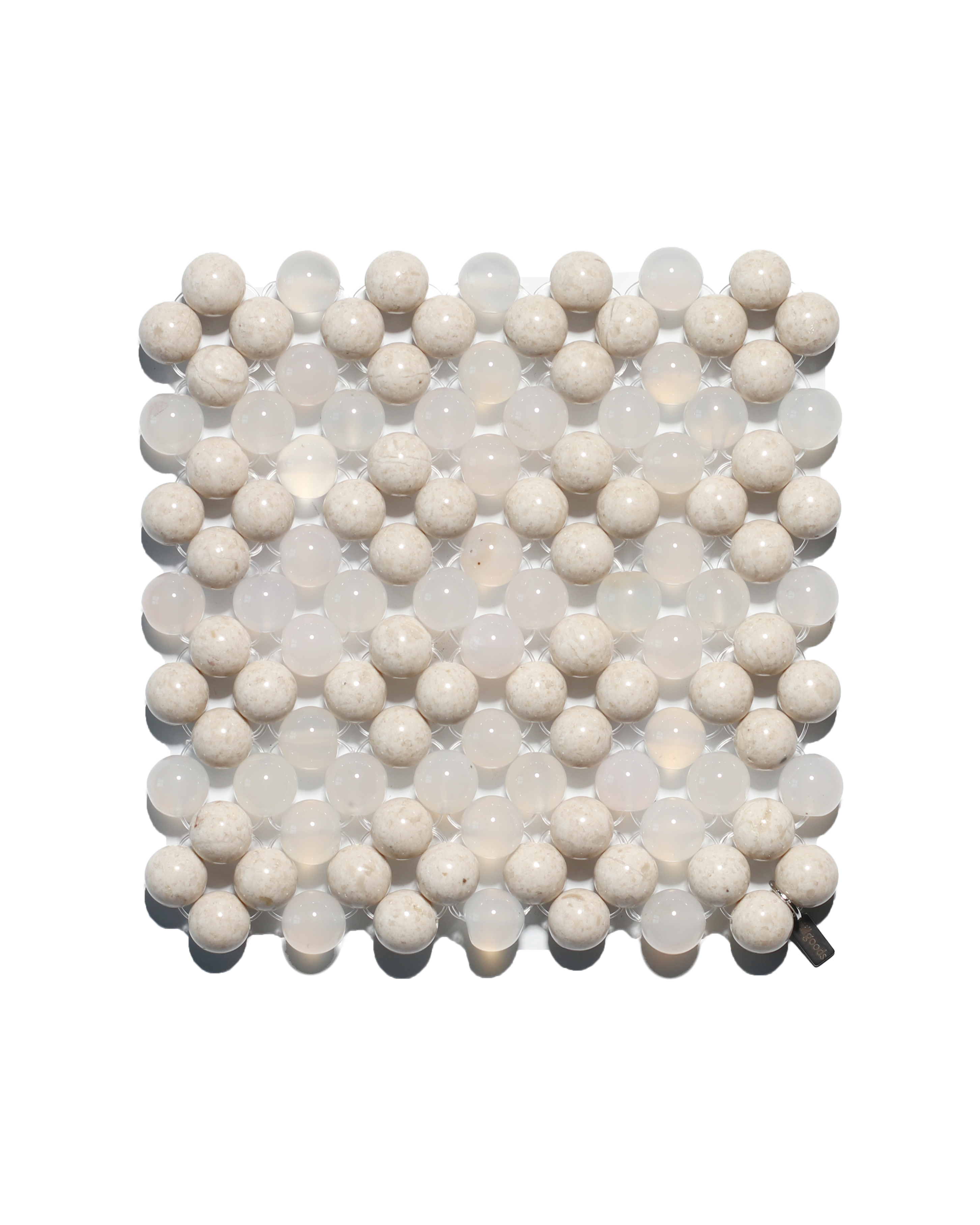 (Pre-Order) Beaded Gemstone Coaster - Riverstone + Agate (Lace)