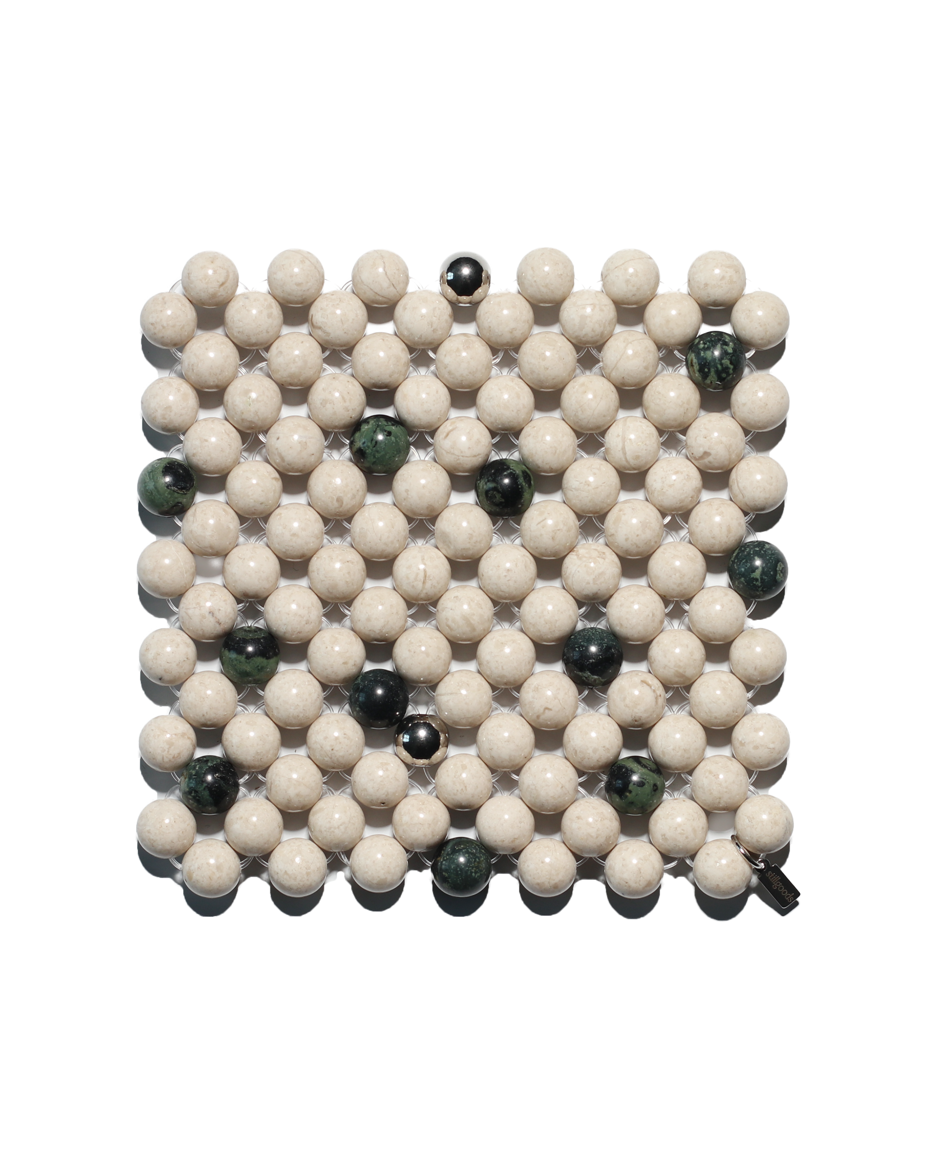 (Pre-Order) Beaded Gemstone Coaster - Riverstone + Jasper (Mosaic)