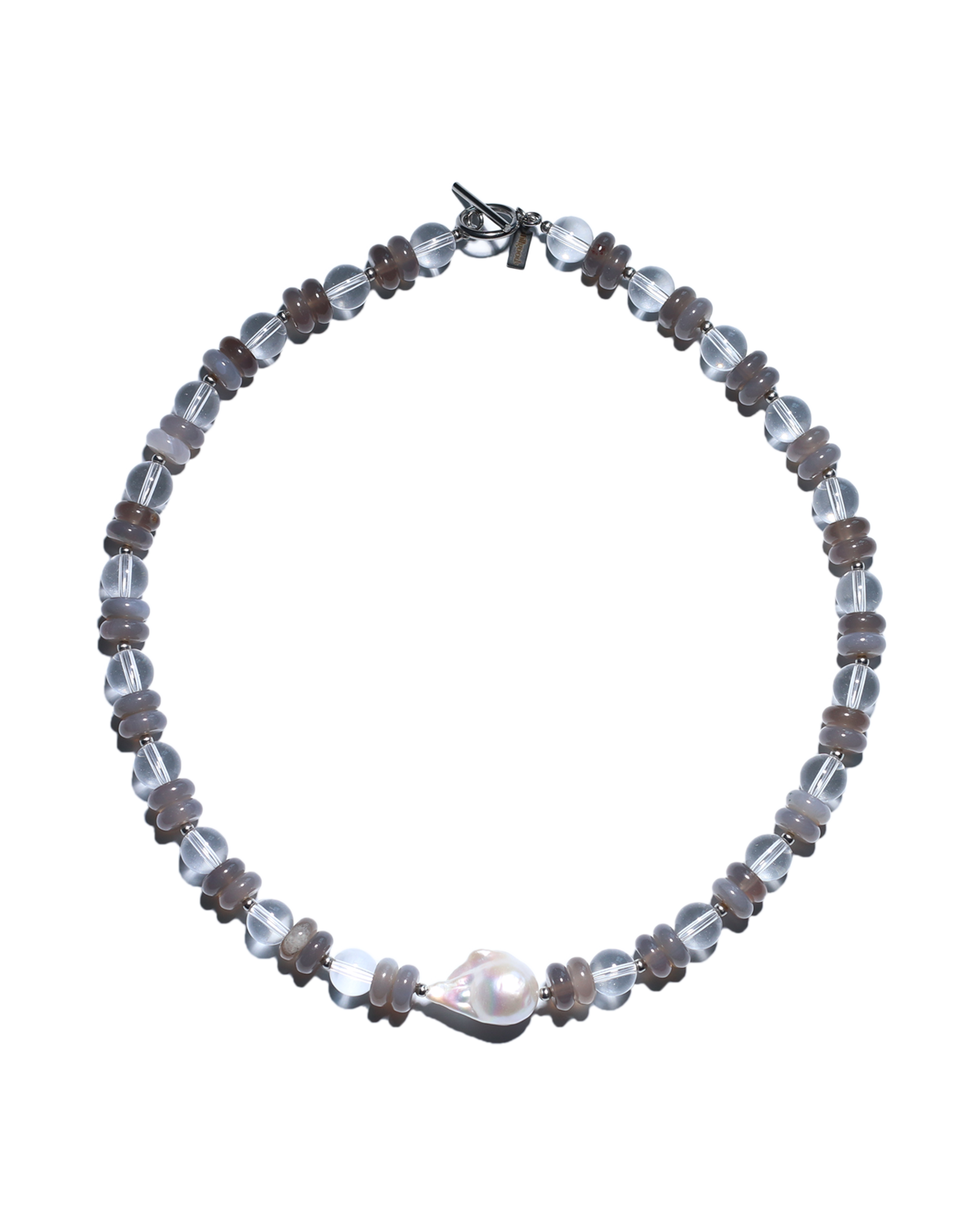 Grey/Purple Agate & Baroque Pearl Necklace