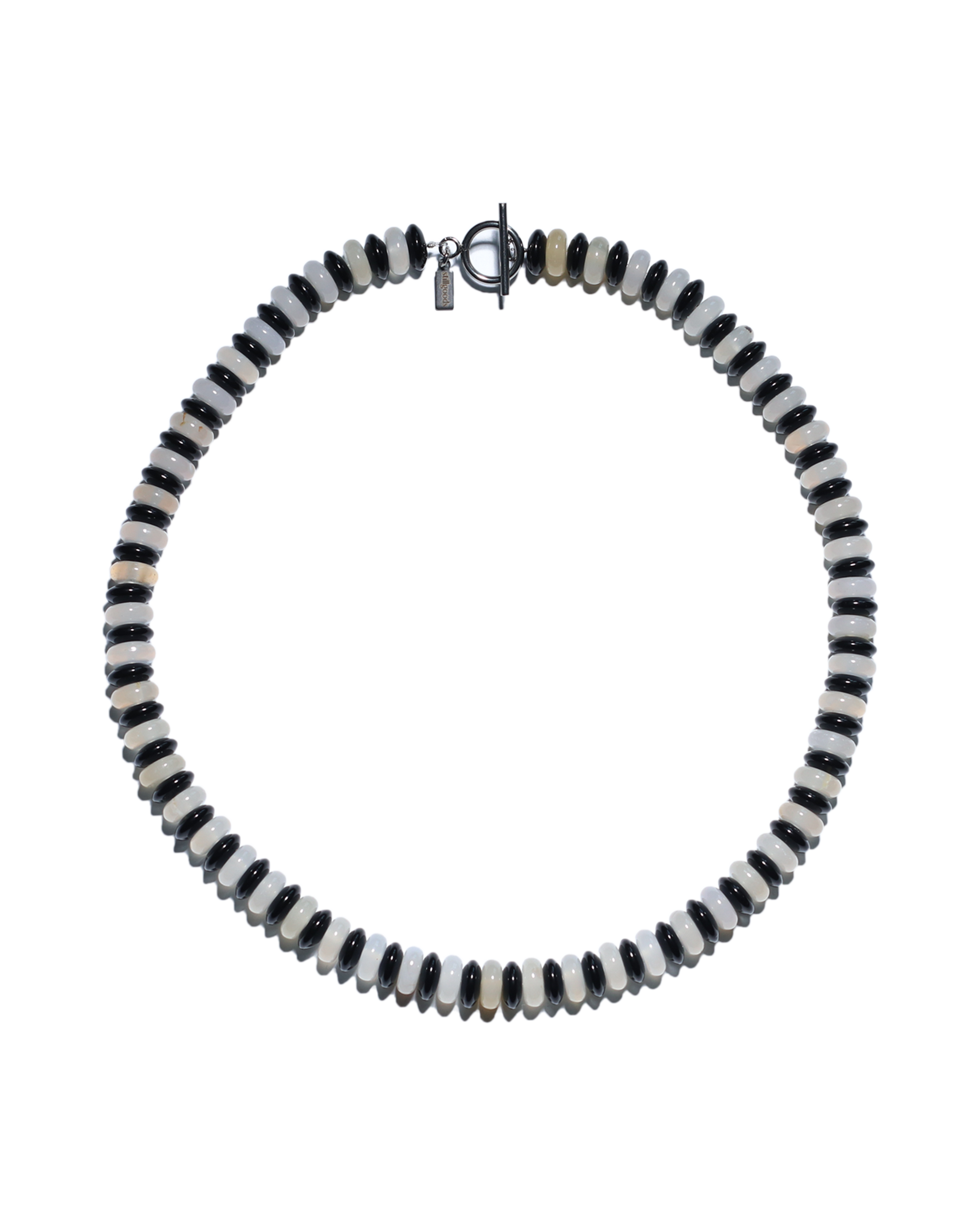 Stripe Necklace (White/Black Agate)