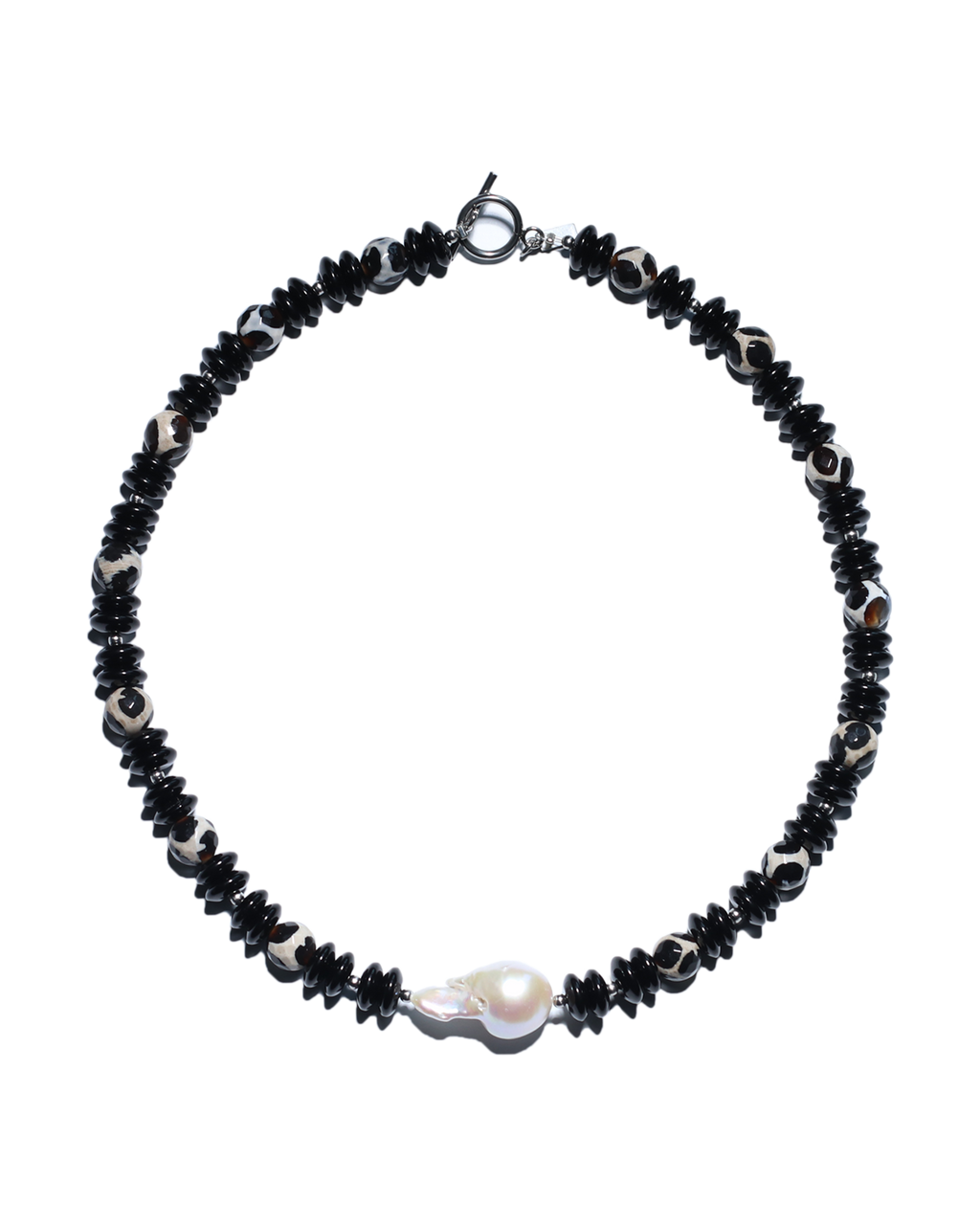 Black Agate & Baroque Pearl Necklace