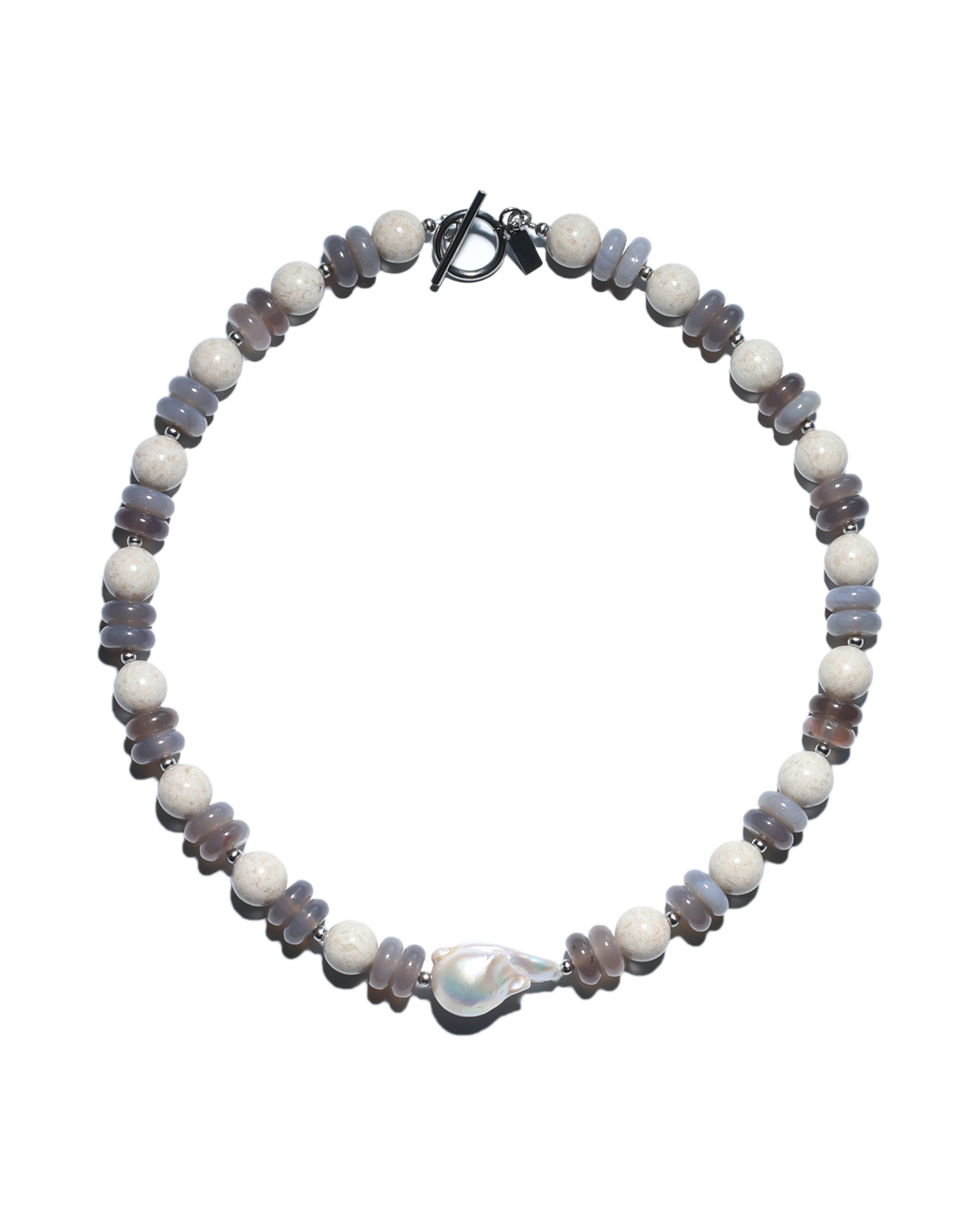 Riverstone, Agate & Baroque Pearl Necklace