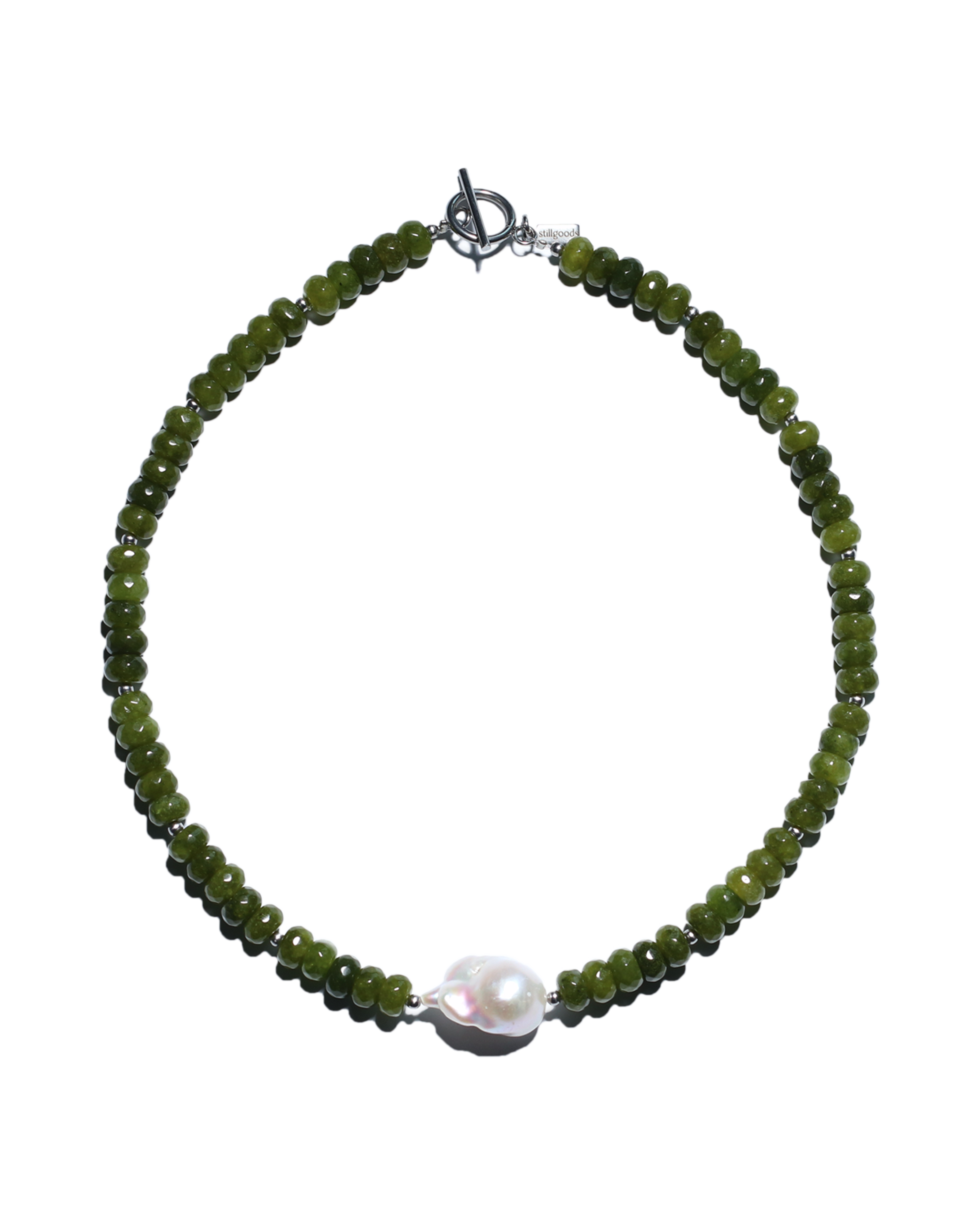 Baroque Pearl Necklace (Matcha Green Agate)