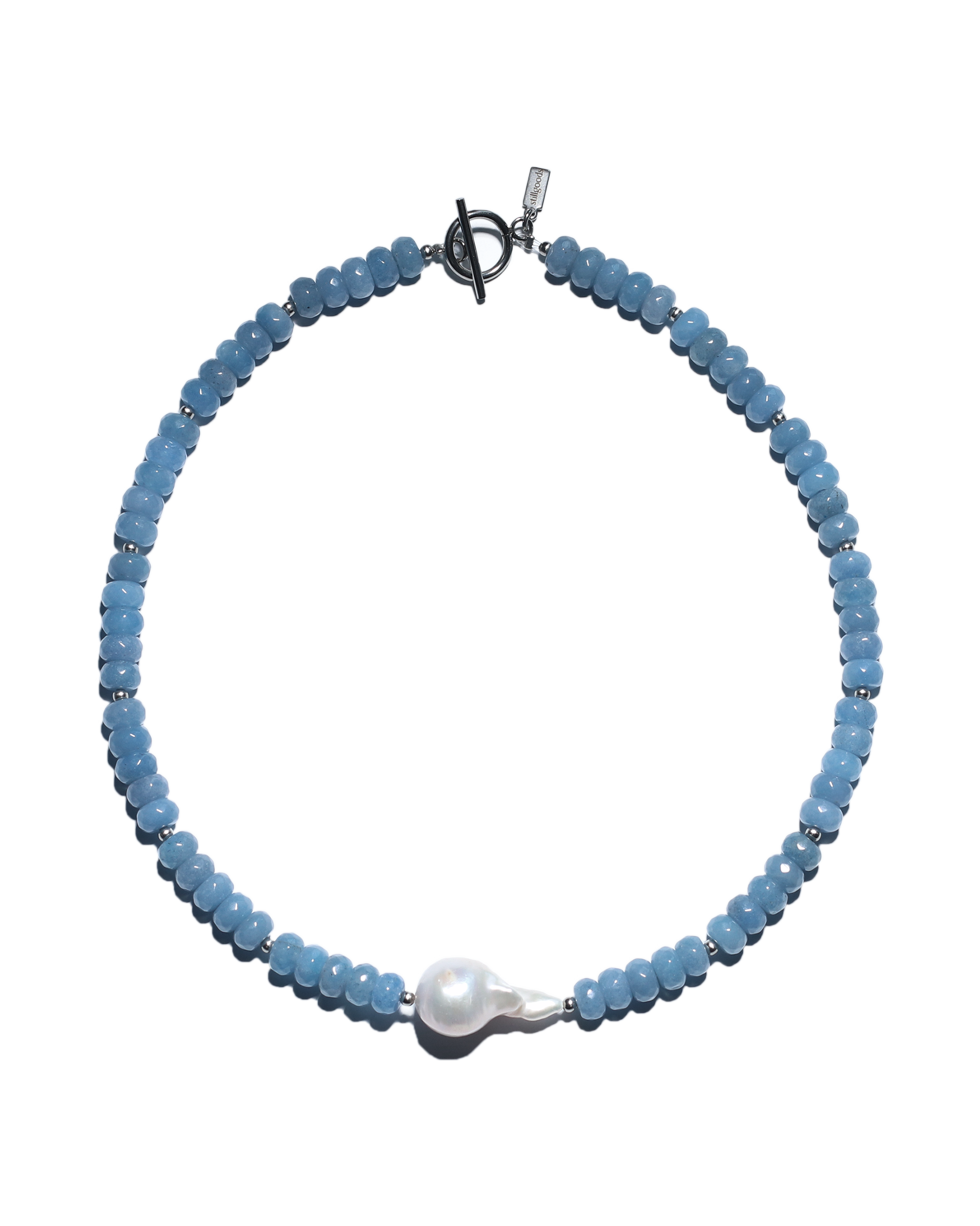 Baroque Pearl Necklace (Blue Agate)