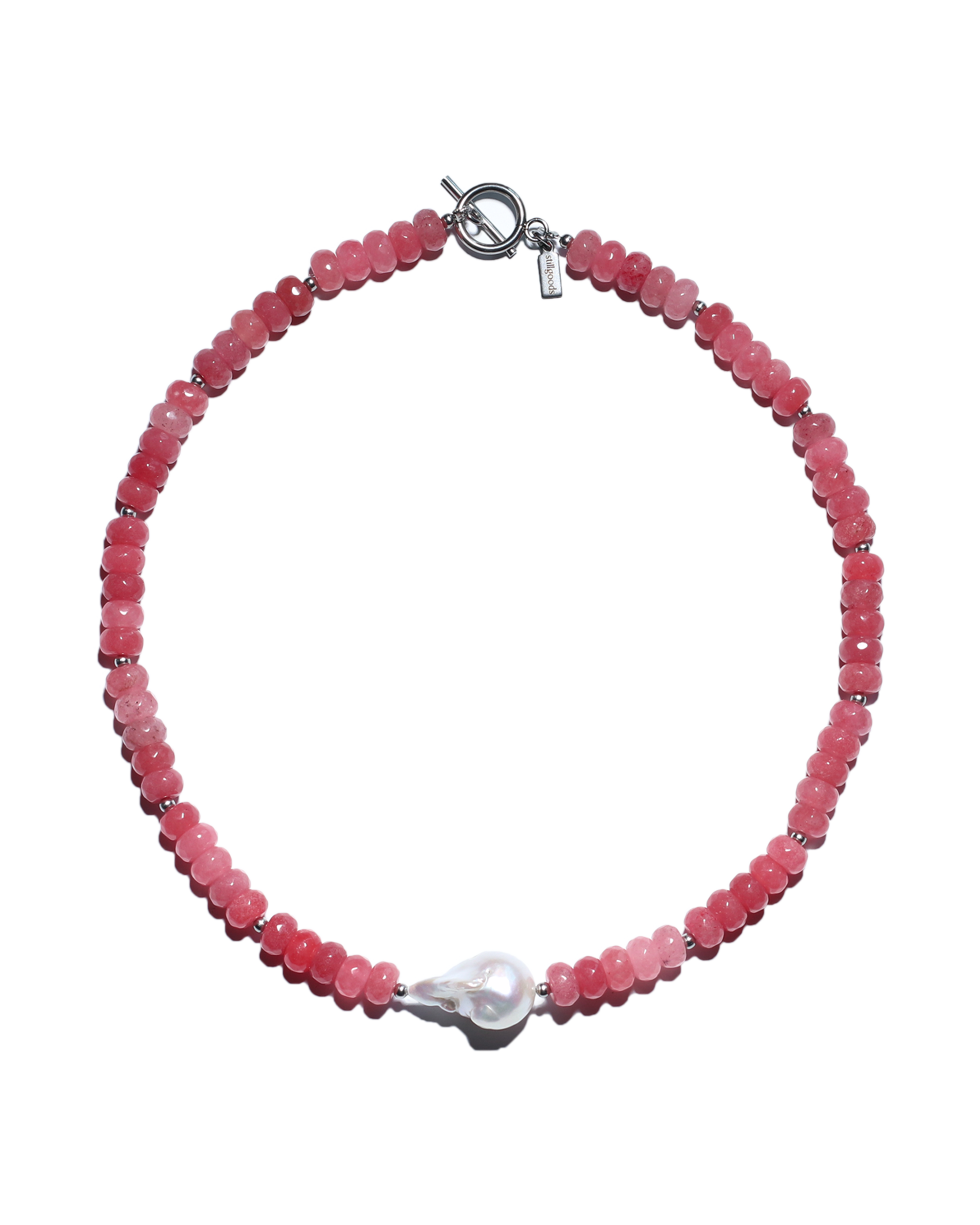 Baroque Pearl Necklace (Pink Agate)