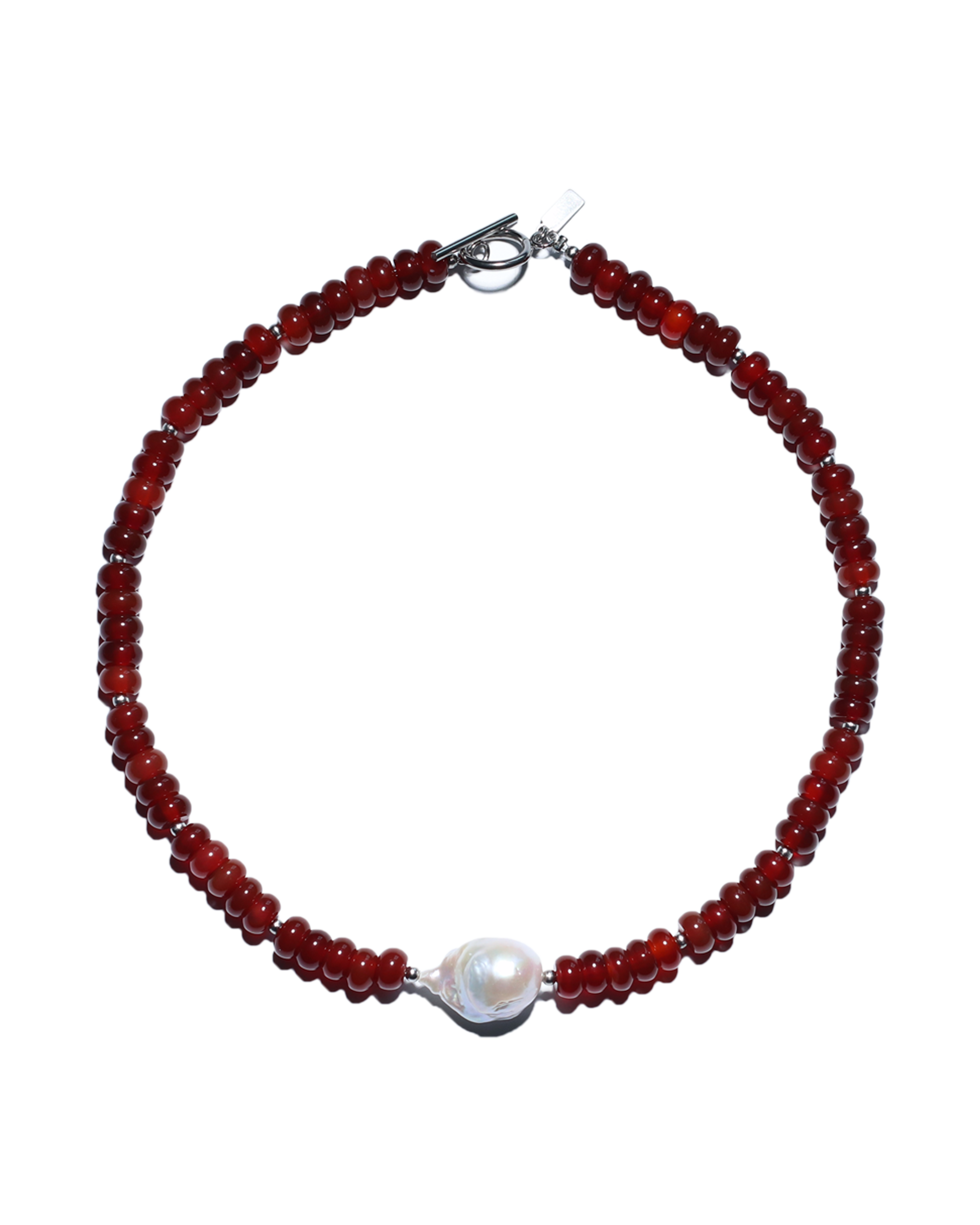 Baroque Pearl Necklace (Red Agate)