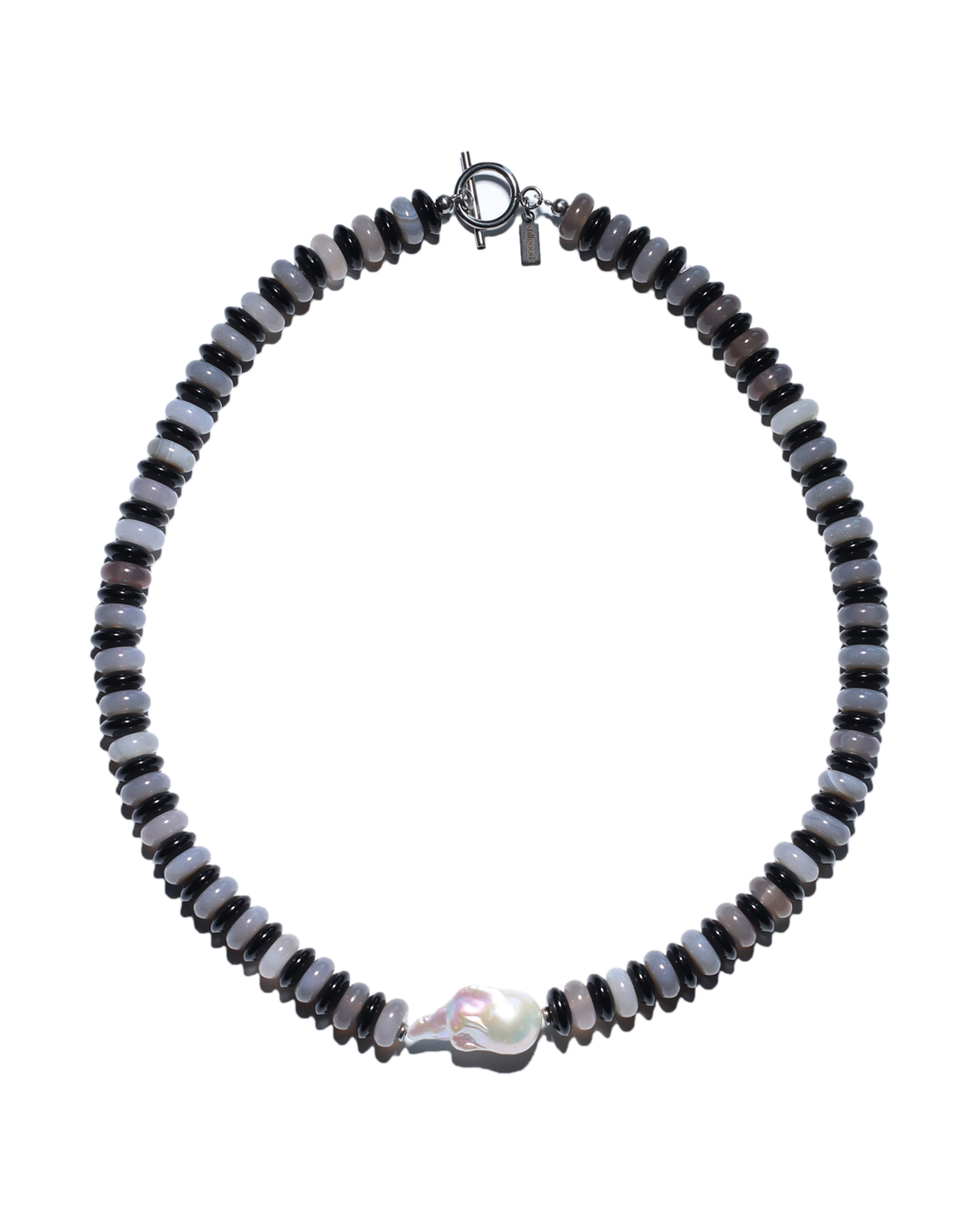 Purple/Black Agate & Baroque Pearl Necklace