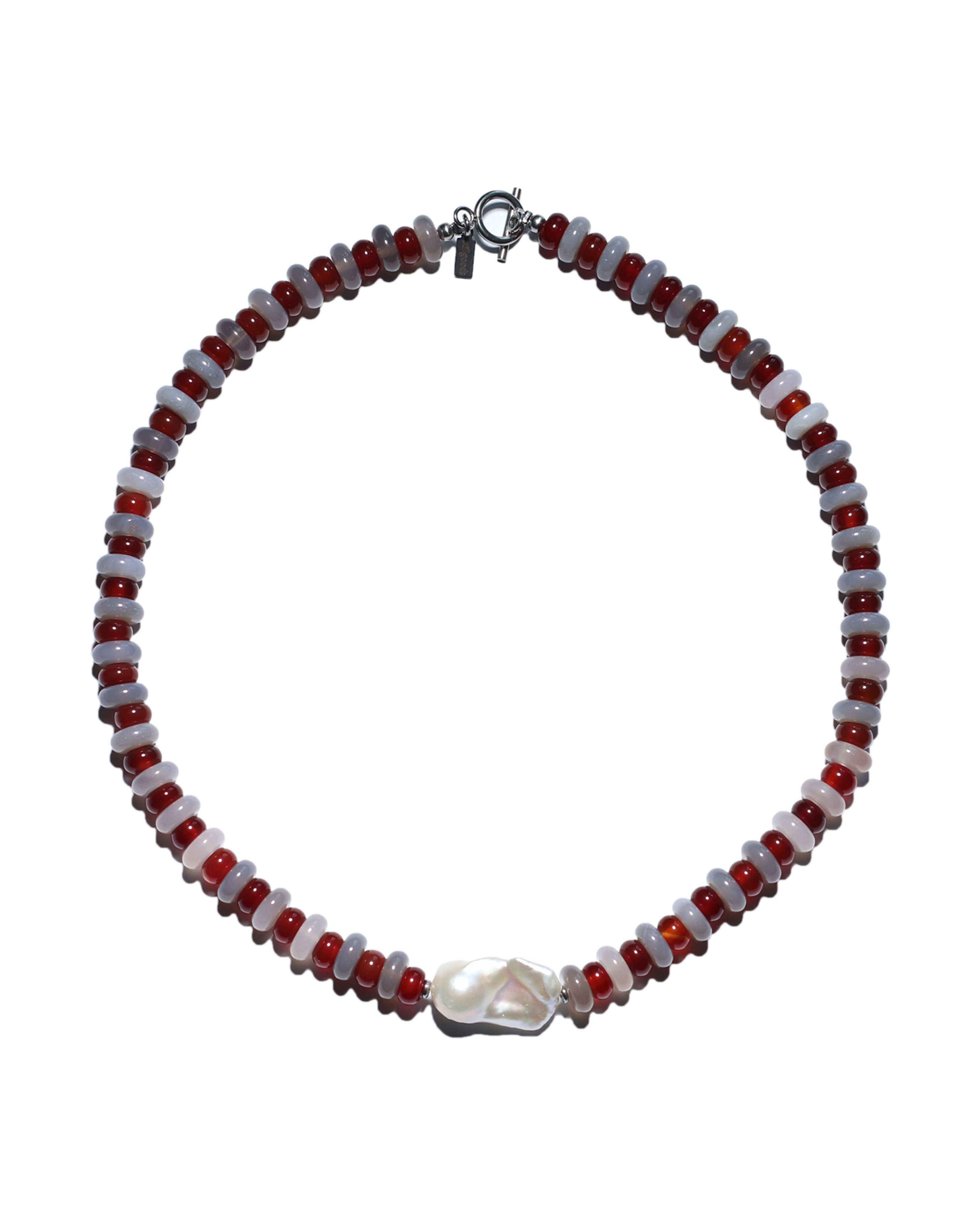 Purple/Red Agate & Baroque Pearl Necklace