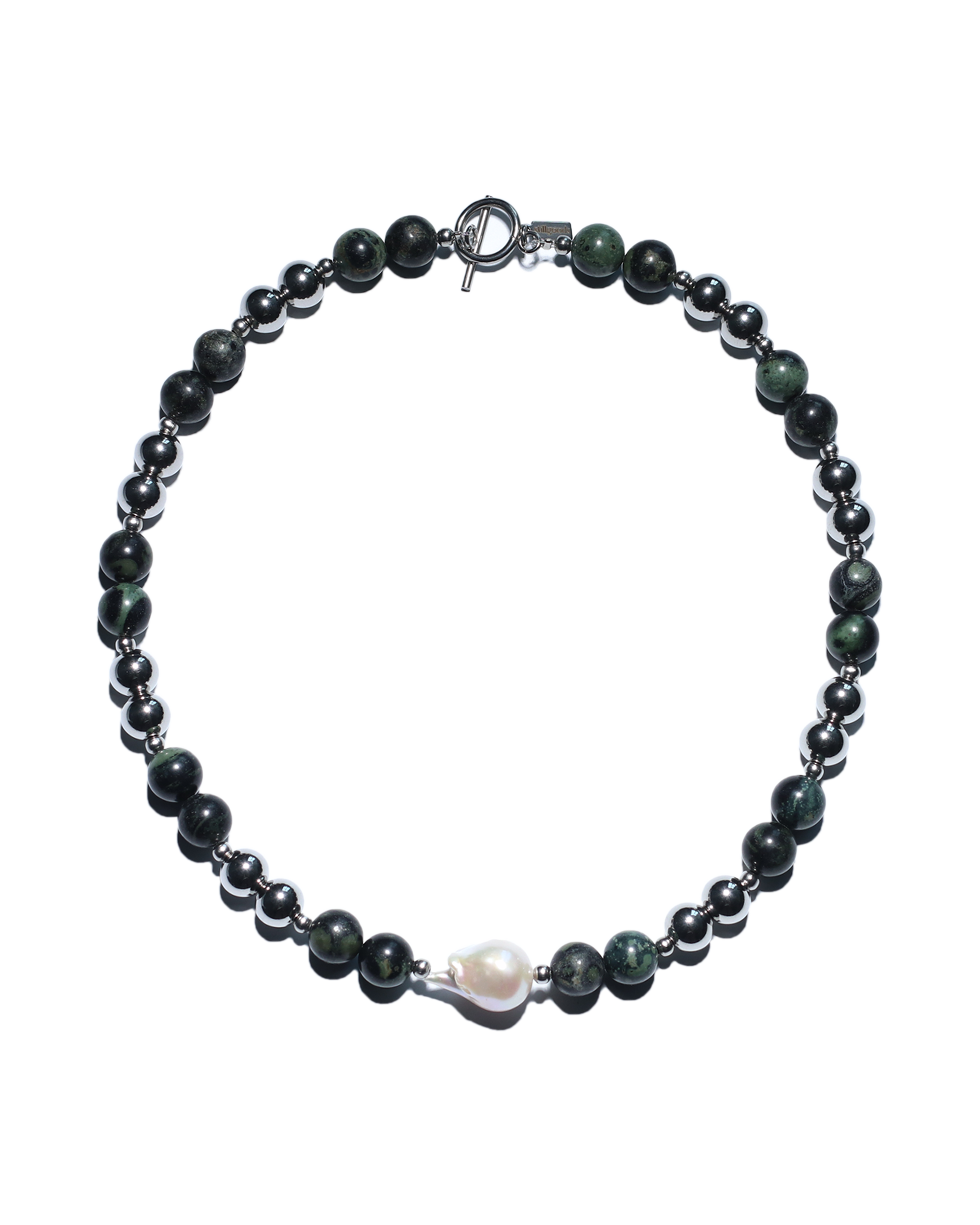 Kambaba Jasper & Baroque Pearl Necklace