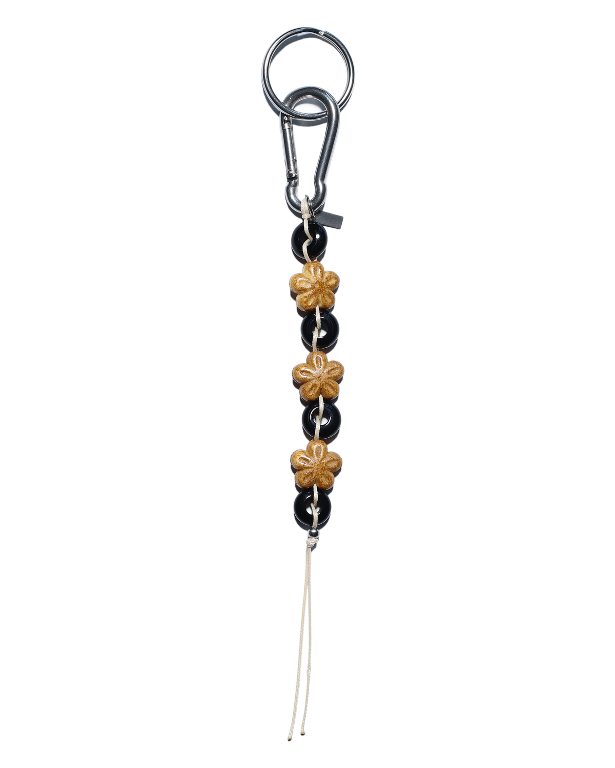 STRAND Keychain - Black Agate/ Ceramic Flower
