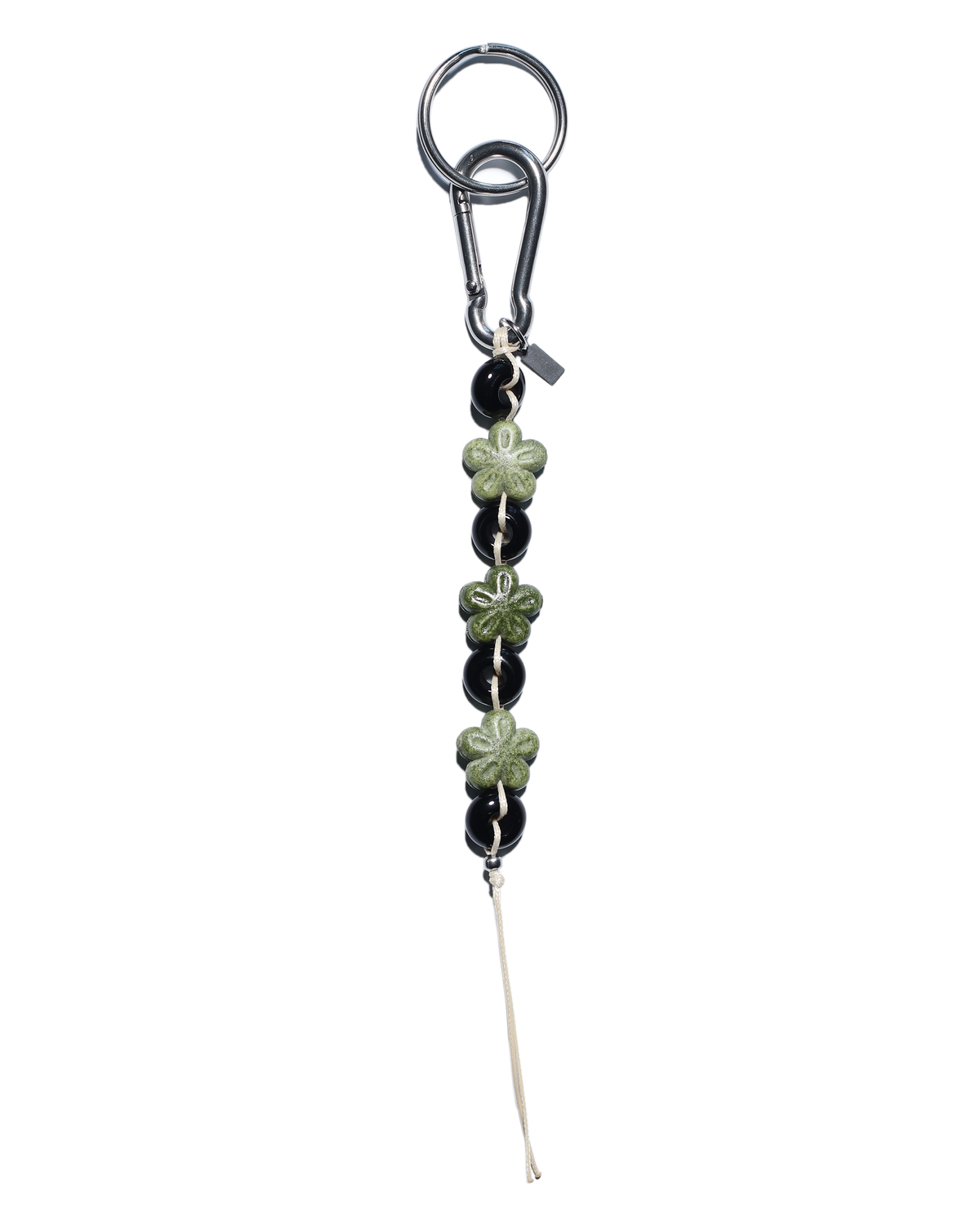 STRAND Keychain - Black Agate/ Ceramic Flower