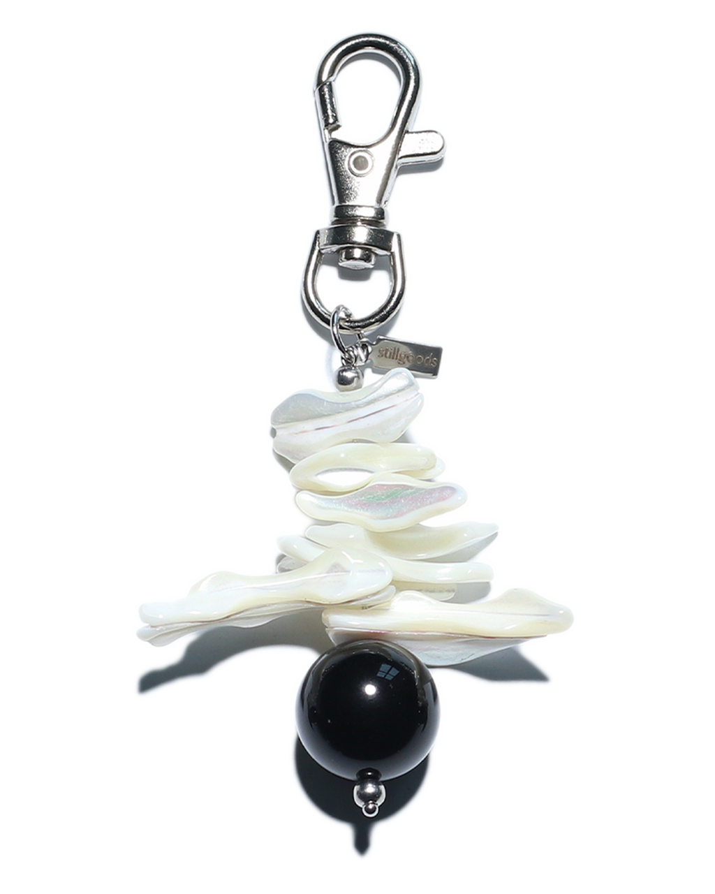Shell & Black Agate Keychain