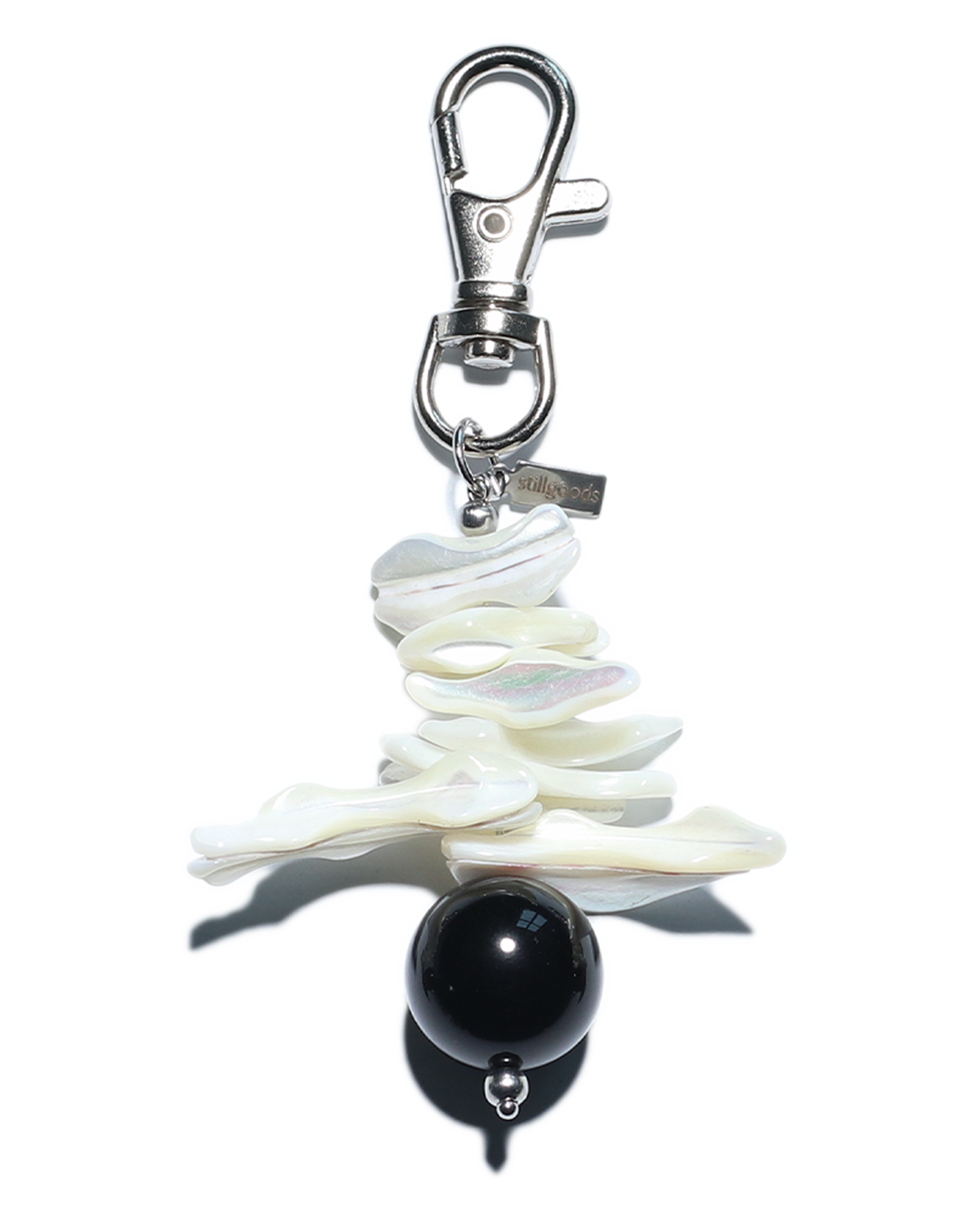 Shell & Black Agate Keychain