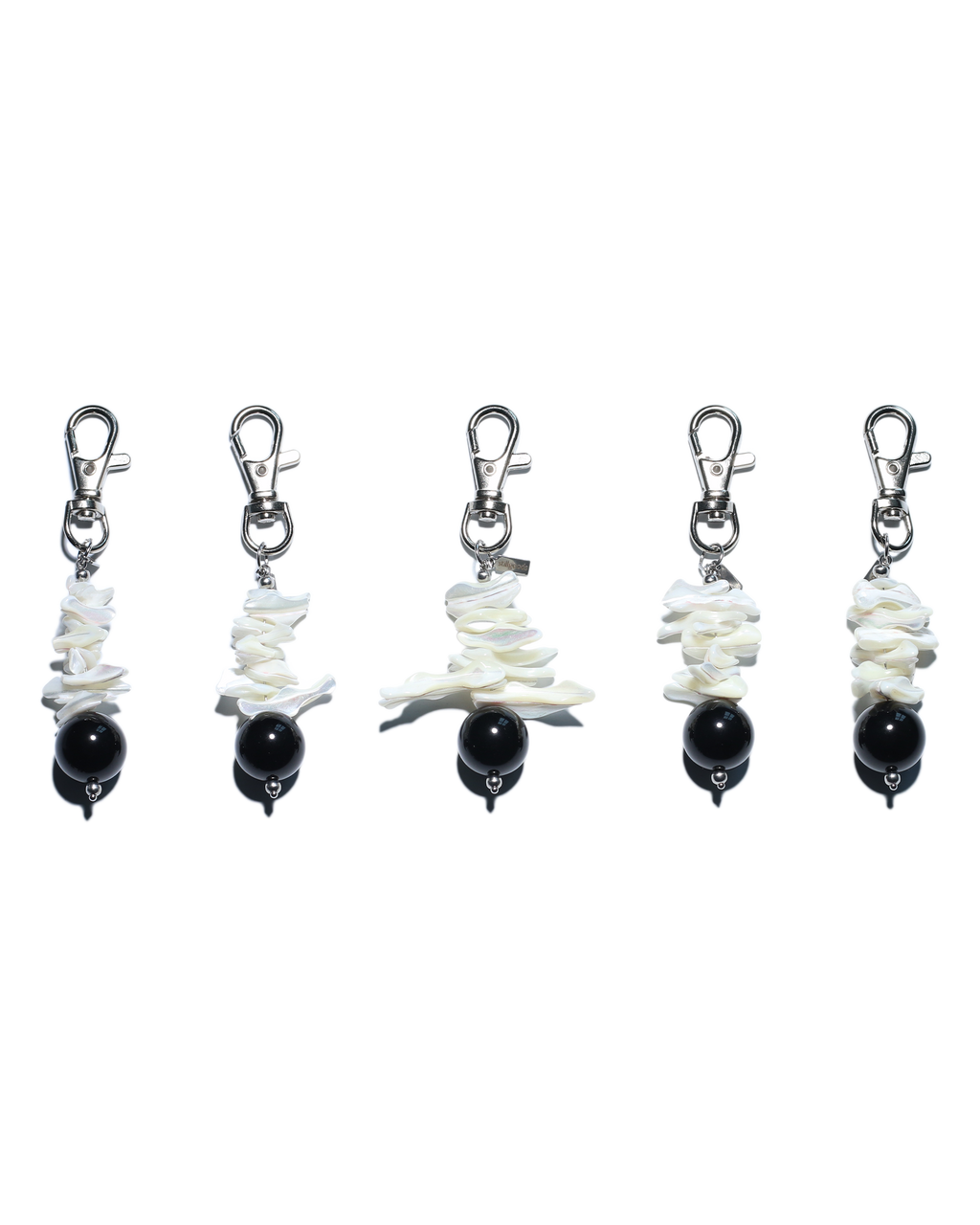 Shell & Black Agate Keychain