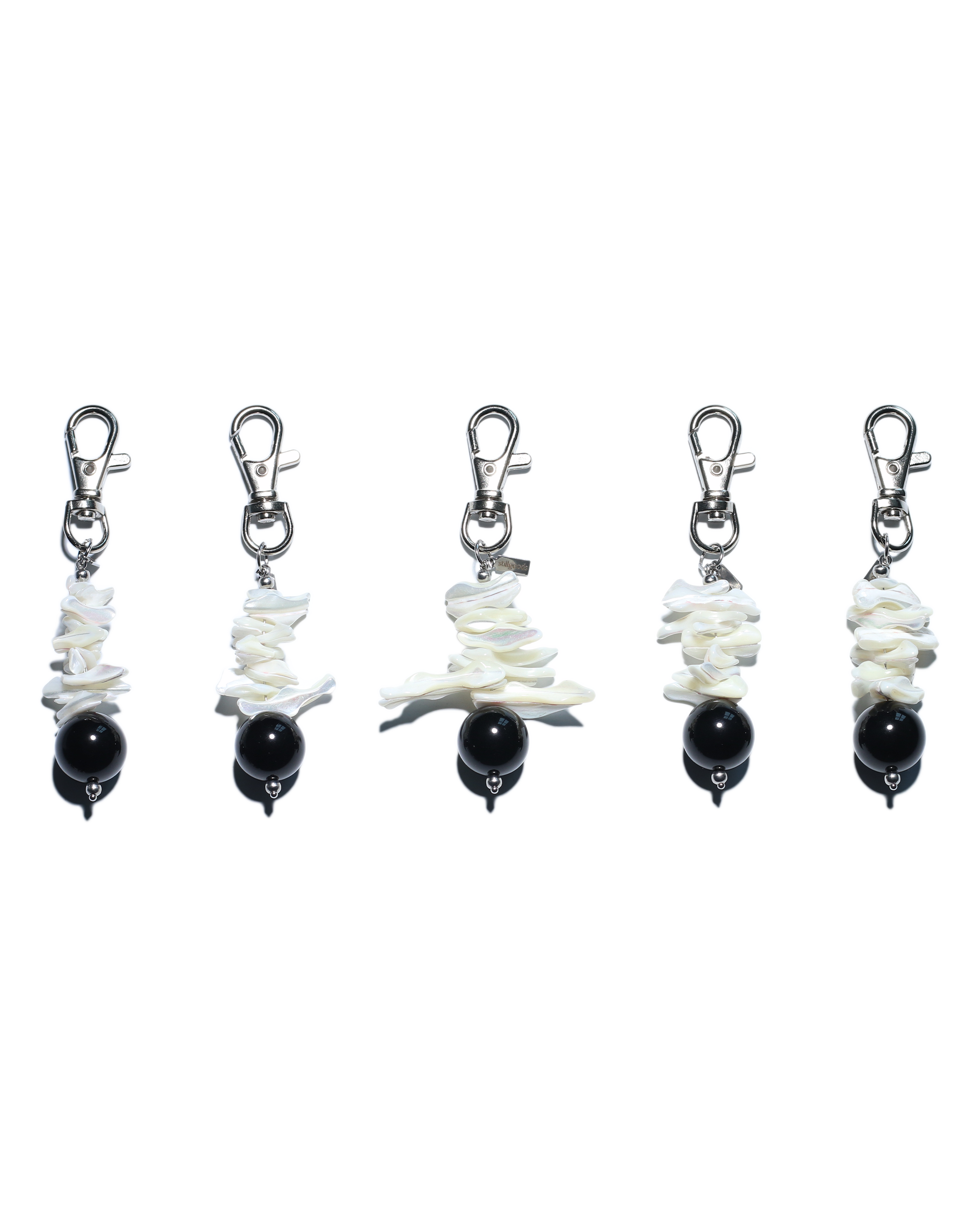 Shell & Black Agate Keychain