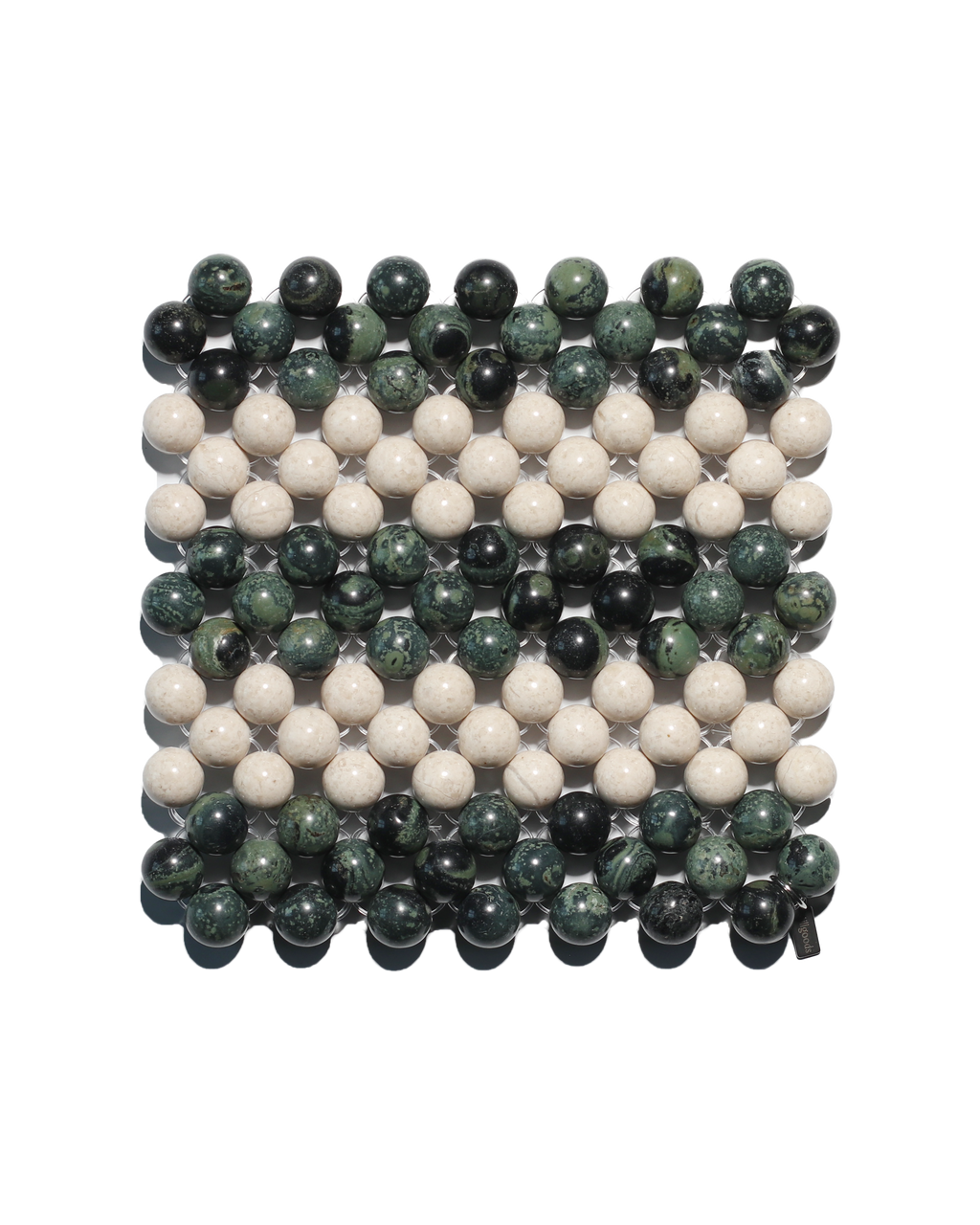 (Pre-Order) Beaded Gemstone Coaster - Riverstone + Jasper (Stripe)