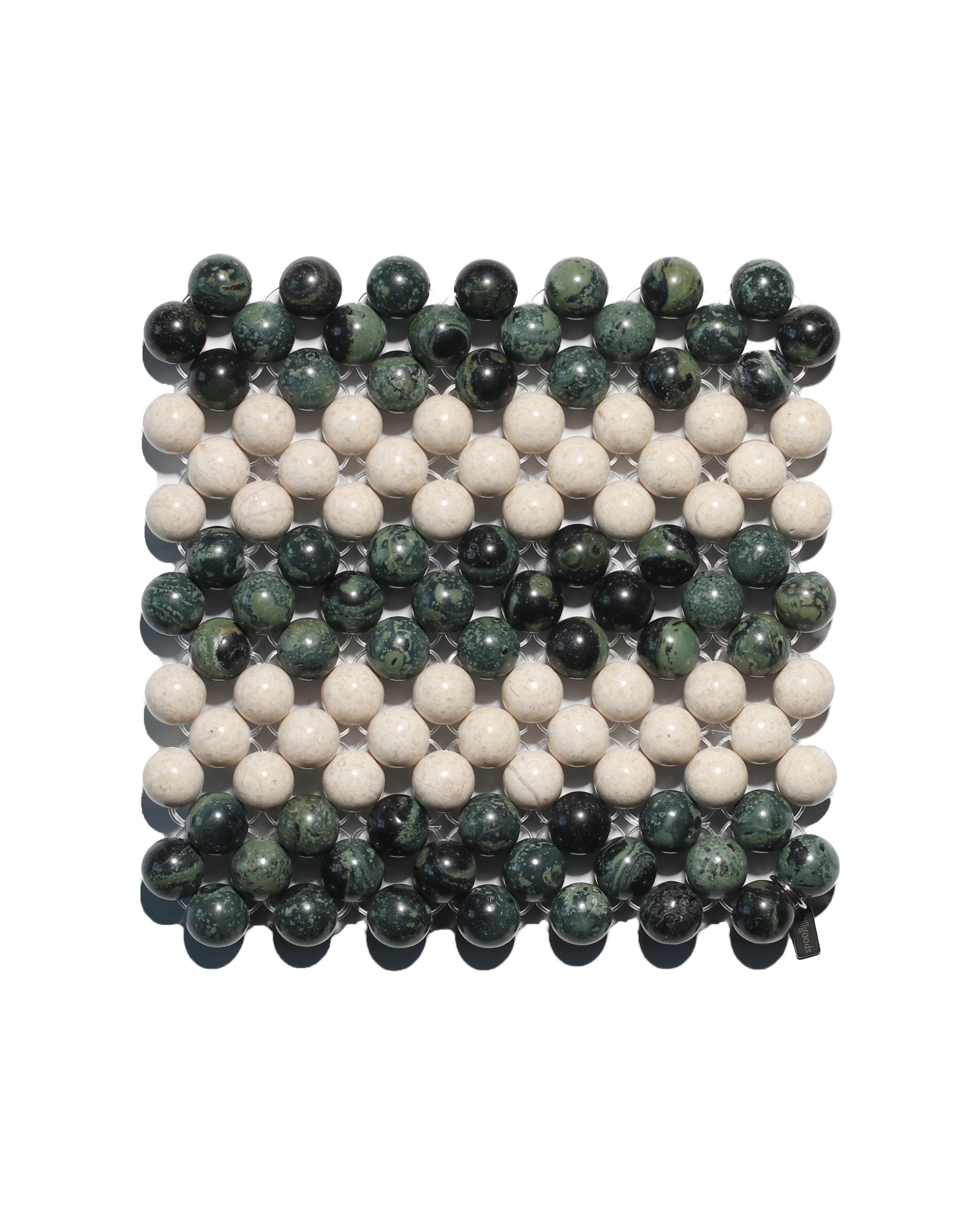 (Pre-Order) Beaded Gemstone Coaster - Riverstone + Jasper (Stripe)